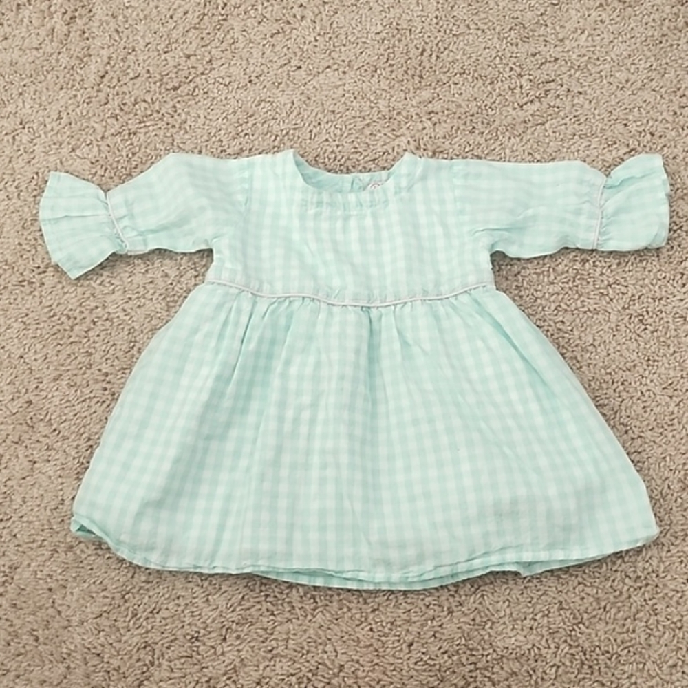 Ruffle Butts gingham plaid light green top